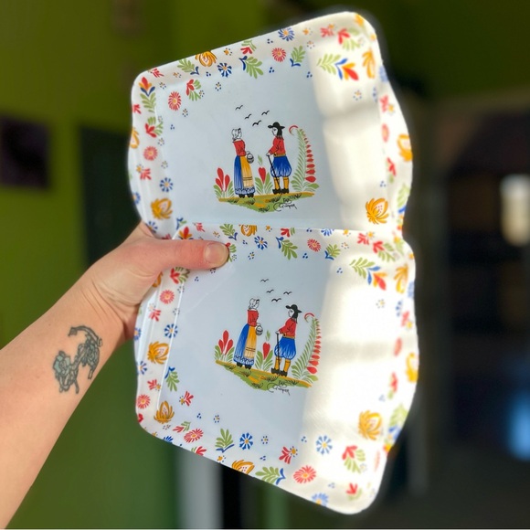 VTG Colonial Still Life Farmhouse Cottagecore Melamine Trays Set of 2 Decor - Picture 2 of 7